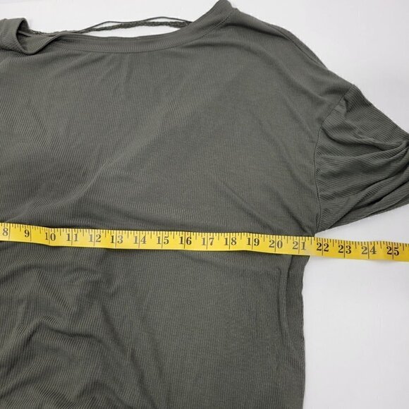 Free People Women's Shimmy Shake Dark Green Ribbed Oversized Top V Back Size XS - Picture 12 of 12